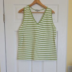 Addition Elle Lime Green and White Striped Tank Top